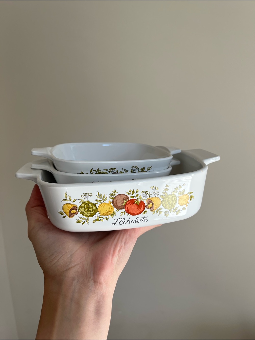Set of 3 Corning Ware VTG Spice of Life Ceramic Dishes Bakeware